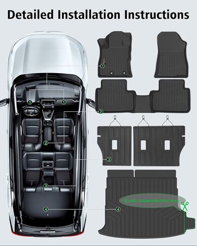 Floor Mats Fit for Subaru Forester Hybrid 2025 Trunk Mat with Backrest Mat All Weather TPE Rubber Cargo Liner Back Seat Protector Full Set for Forester 2025 Plug-in Hybrid Accessories, Black in Kuwait