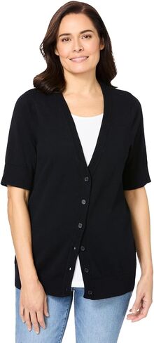 امرأة ضمن زائد الحجم خفيفة الوزن الأكمام القصيرة V-Neck Cardigan in Saudi Arabia