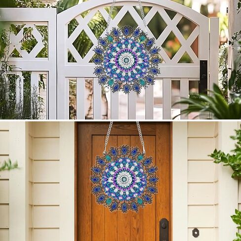 MXJSUA Special Shaped Hanging Diamond Painting Art Kits for Adults, Flower Butterfly Wreath 3D Crystal Rhinestone Acrylic Gem Art Pendant Ornaments Kit for Home Decoration and Gift in Saudi Arabia