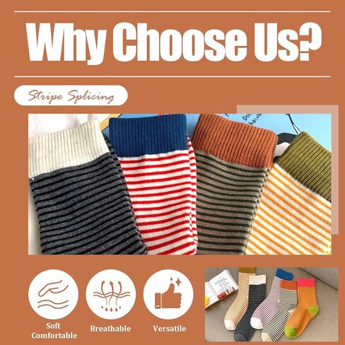 5 Pairs Retro Striped Socks for Women, Cute Athletic Aesthetic Socks, Vintage Cotton Ankle Sock in Saudi Arabia