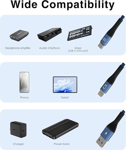 OTG Cable USB C DAC Headphone Amplifier Cable, Microphone and Streaming Audio Cable Compatible with PA Speaker, Mixer for Stage Performance, Church, Outdoor Broadcast - 10Ft in Saudi Arabia