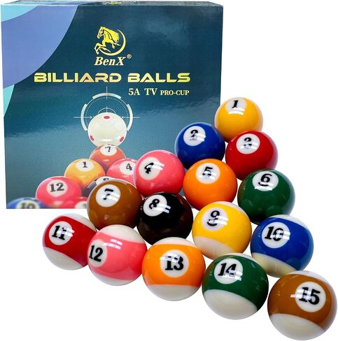 Billiard Balls Set, 2-1/4 Inch Superior Control & True Impact for Professional Tournament Play, 16-Piece with Phenolic Resin, Perfect for Home Game Rooms in Saudi Arabia