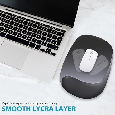 Ergonomic Mouse Pad with Wrist Rest, Gel Mousepad with Wrist Support, Computer Mouse Pad with Lycra Fabric for Efficient Office ＆ Gaming & Home, Anti-Slip Base Suitable for All desks (Gradient Black) in Saudi Arabia