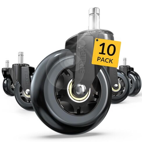HOLKIE Office Chair Wheels Roller Blade Caster 11x22mm All Black 3 Inch Chair Wheels for Office Rubber Rolling Set of 5 for Carpet Hardwood Floors Gaming Smooth & Silence Gliding in Kuwait