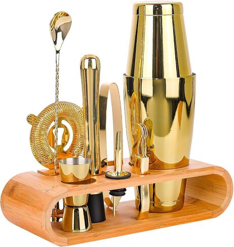 10-Pcs Martini Cocktail Shaker Set Gold,Martini Set Stainless Steel Shakers Bartending kit 25oz Bar Kits Bar Tool Sets for Professional Bartender and Home in Saudi Arabia