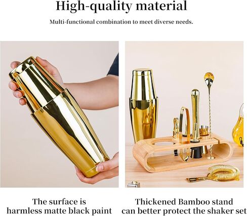 10-Pcs Martini Cocktail Shaker Set Gold,Martini Set Stainless Steel Shakers Bartending kit 25oz Bar Kits Bar Tool Sets for Professional Bartender and Home in Saudi Arabia