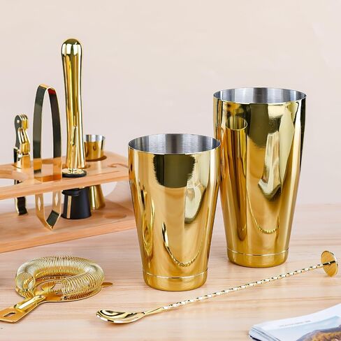 10-Pcs Martini Cocktail Shaker Set Gold,Martini Set Stainless Steel Shakers Bartending kit 25oz Bar Kits Bar Tool Sets for Professional Bartender and Home in Saudi Arabia