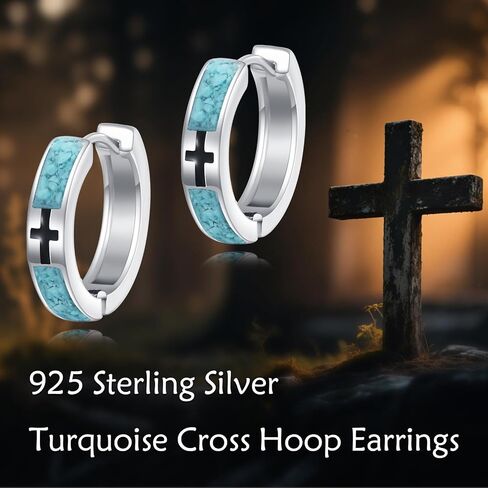 Egyptian Hoop Earrings 925 Sterling Silver Ankh Earrings Vintage Jewelry Gifts for Men Women in Saudi Arabia