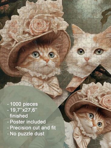 Puzzles for Adults 1000 Pieces, Victorian Cats: The Elegant Pair Portret, Hard Challenging Jigsaw Puzzle for Puzzle Lovers, Bonus Poster Included. in Saudi Arabia