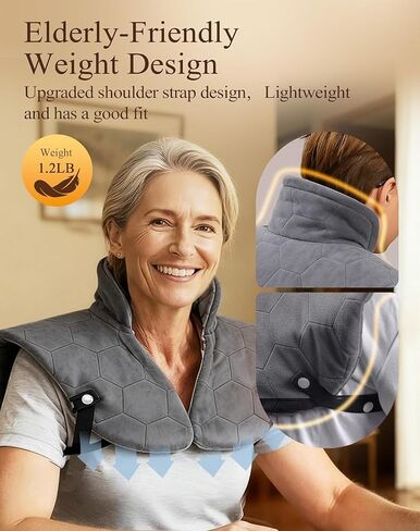 30s Fast Hot Heating Pad for Neck Shoulders and Back, Far Infrared Heating Pad, 6X Deeper Pain Relief, Max 160℉, 8 Temp Settings, 4H Auto Off, Memory Function, 24"X20", Daily Care Gift for Family in Saudi Arabia