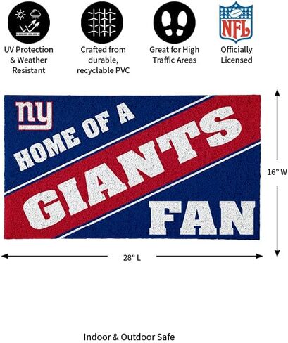 سجادة باب رياضية مرخصة رسميًا مقاس 28 × 16 بوصة من Team Sports America New York Giants، سجادة لمحبي الرياضات الداخلية والخارجية مقاس 28 × 16 بوصة in Saudi Arabia