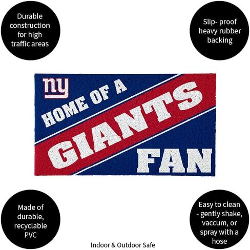 سجادة باب رياضية مرخصة رسميًا مقاس 28 × 16 بوصة من Team Sports America New York Giants، سجادة لمحبي الرياضات الداخلية والخارجية مقاس 28 × 16 بوصة in Saudi Arabia