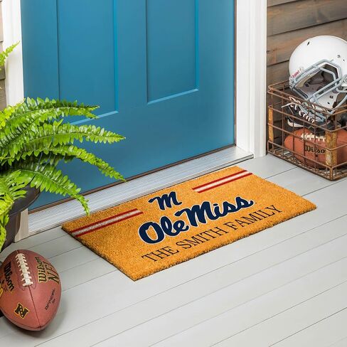 Team Sports America NCAA University of Mississippi College Personalized Coir Door Mat, 18 x 30 Inches Custom Name Doormat, Front Door Welcome Mats in Saudi Arabia
