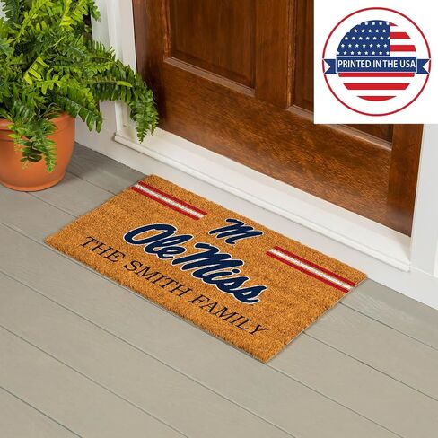 Team Sports America NCAA University of Mississippi College Personalized Coir Door Mat, 18 x 30 Inches Custom Name Doormat, Front Door Welcome Mats in Saudi Arabia