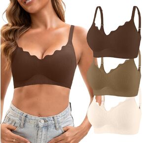 نساء سلس تي شيرت حمالات 3 حزمة حمالة صدر لاسلكية ناعمة اللاسلكية ، تغطية كاملة bralette لا عرض تحت الملابس in Saudi Arabia