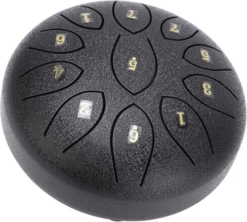 Steel Tongue Drum 11 Tones Ethereal Outdoor Chakra Rain Drum for Garden Meditation Percussion Instrument Carbon Steel 6 Inch with Mallets Stand (Black) (Purple) in Saudi Arabia