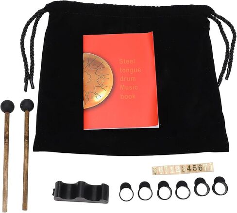 Steel Tongue Drum 11 Tones Ethereal Outdoor Chakra Rain Drum for Garden Meditation Percussion Instrument Carbon Steel 6 Inch with Mallets Stand (Black) (Purple) in Saudi Arabia