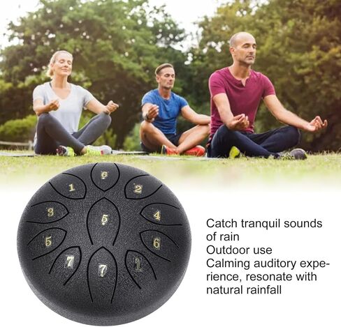 Steel Tongue Drum 11 Tones Ethereal Outdoor Chakra Rain Drum for Garden Meditation Percussion Instrument Carbon Steel 6 Inch with Mallets Stand (Black) (Purple) in Saudi Arabia