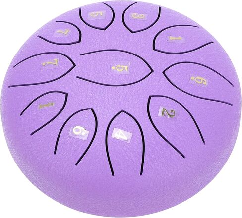 Steel Tongue Drum 11 Tones Ethereal Outdoor Chakra Rain Drum for Garden Meditation Percussion Instrument Carbon Steel 6 Inch with Mallets Stand (Black) (Purple) in Saudi Arabia