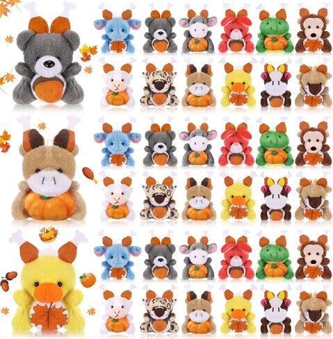 36 Pcs Birthday Mini Plush Toys Small Stuffed Animals with Hat for Student Classroom Reward Gifts, Return Gifts for Birthday Party Goodies Bag Fillers Party Decor in Saudi Arabia