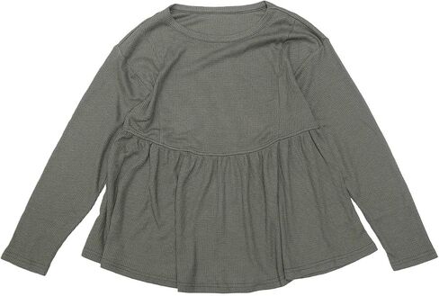 Allegra K Waffle Knit Top for Women's 2025 Fall Winter Babydoll Long Sleeve Loose Peplum Blouse in Saudi Arabia