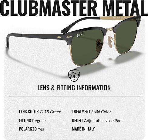 Ray-Ban RB3716 CLUBMASTER METAL Square Shaped Sunglasses for Men & Women with Official RAYBAN Eyewear Kit in Saudi Arabia