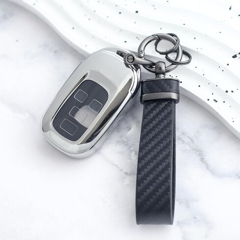 ملاءمة لغطاء Honda CRV Key Fob 2025 ، حالة Key Smart لـ Accord Civic HRV Pilot Sport SI EXL EXL 2022/2023/2024 ، قذائف مفاتيح مع سلسلة مفاتيح ألياف الكربون (BTTMA Black) in Kuwait