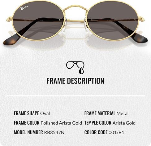 Ray-Ban RB3547N العدسات المسطحة البيضاوية الشكل البيضاوي شكل نظارة شمسية مع حزمة طقم النظارات الرسمية in Saudi Arabia