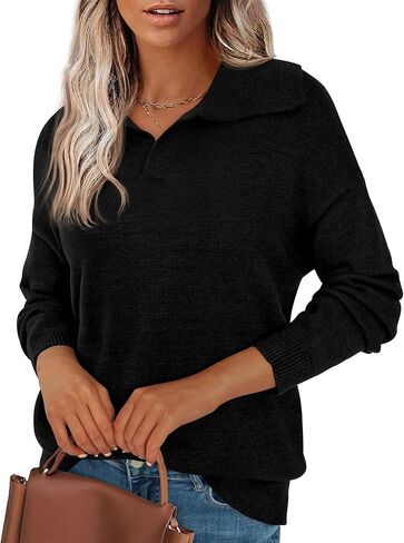 Zenlonr Womens Subens Sensters Fall Winter Cloths 2025 غير رسمي طويل الأكمام الطاشية الخامس من الرقبة المحبوكة بوبورز بوبس الطائر in Kuwait