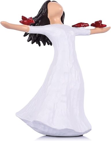 تمثال Qianling Angel مع 3 طيور زرقاء - يرمز إلى الحرية ، والتشجيع ، والفرح تمثال راتنج راتنج الأزرق - هدية للنساء أو الأصدقاء أو عشاق الطيور تماثيل زرقاء بلوبيرد in Kuwait
