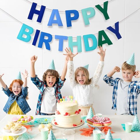 Felt Happy Birthday Garland Rainbow Banner Reusable Happy Birthday Sign Party Supply for Party Decor(Bright Color) in Saudi Arabia