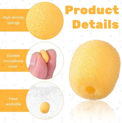 20 Pcs Yellow Mini Headset Windscreen Microphone Foam Cover, Lavalier Mic Covers Small Lapel Mic Sponge Pop Filter Replacement for Noise Reduction in Kuwait