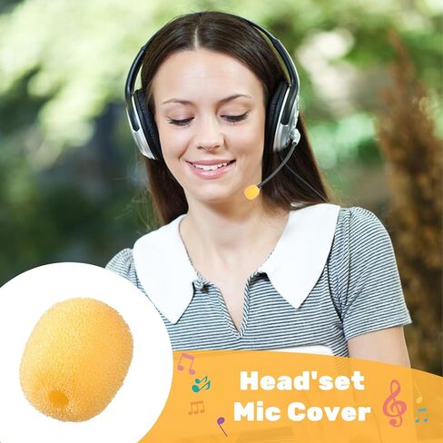 20 Pcs Yellow Mini Headset Windscreen Microphone Foam Cover, Lavalier Mic Covers Small Lapel Mic Sponge Pop Filter Replacement for Noise Reduction in Kuwait