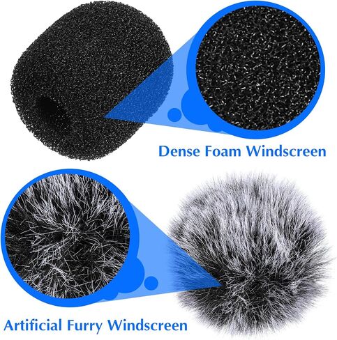 Mini Wireless Furry Windscreen & Foam Cover Set for Lavalier Microphone, 12 Pcs Washable Microphone Windscreen Windproof Microphones Covers with Clips Foam Mini Mic Cover to Reduce Wind Noise in Saudi Arabia
