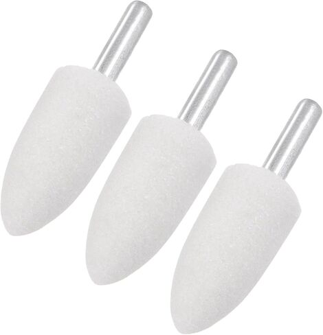 5-Pack Abrasive Mounted Stone Grinding Bits, 1/4 in(6mm) Shank Aluminum Oxide Polishing Sanding Drill Bit for Rotary Tools, 1IN(25mm) Dia 80 Grits Point [White] in Saudi Arabia