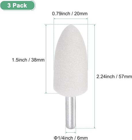 5-Pack Abrasive Mounted Stone Grinding Bits, 1/4 in(6mm) Shank Aluminum Oxide Polishing Sanding Drill Bit for Rotary Tools, 1IN(25mm) Dia 80 Grits Point [White] in Saudi Arabia
