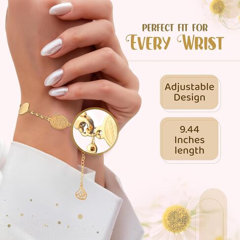 Elegant Ayatul Kursi Bracelet with Allah Pendant - Perfect Islamic Gifts Islamic Jewerly for Women: Ramadan New Year Special Arabic Bracelet in Saudi Arabia