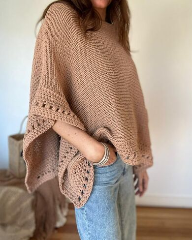 CHICME Women's Knit Tops 2025 3/4 Batwing Sleeve Tops for Women Hollow-Out Pattern Edges Crochet Top Casual Pullover Sweaters in Kuwait