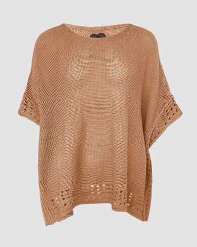 CHICME Women's Knit Tops 2025 3/4 Batwing Sleeve Tops for Women Hollow-Out Pattern Edges Crochet Top Casual Pullover Sweaters in Kuwait