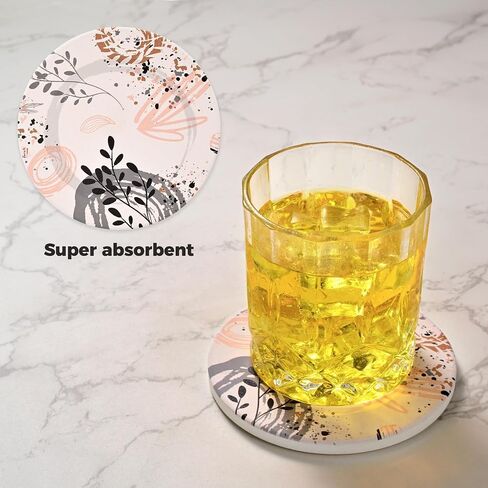 Cute Pink Gold Drink Coasters Set of 4, 4 Inch Office Absorbent Desk Coasters with Holder in Kuwait