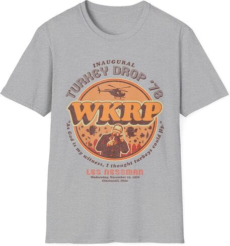 تي شيرت WKRP Turkey Drop LTS الذي يرتديه، تي شيرت برنامج تلفزيوني، قميص عيد الشكر، ملابس عطلة مضحكة، تصميم قديم، هدية كلاسيكية للمعجبين in Saudi Arabia