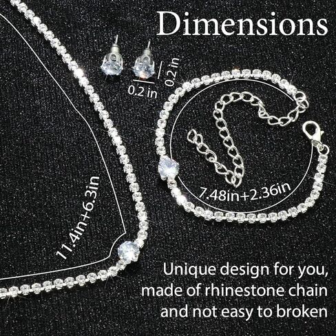 Rhinestone Jewelry Set Choker Necklace Earrings Set Glitter Tassel Dangle Earrings Silver Wedding Bridal Prom Jewelry Accessories for Bride Women in Saudi Arabia