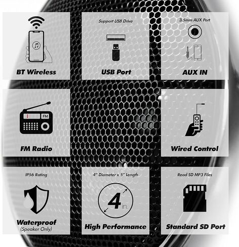 GoHawk TN4-Q 1000W 4 Channel Amplifier 4" Full-Range Waterproof Bluetooth Motorcycle Stereo Speakers Audio System AUX USB SD Radio for 1-1.5" Handlebar Harley Touring Cruiser ATV in Kuwait