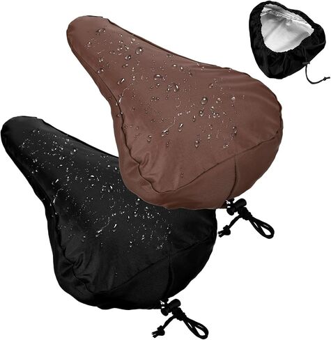 2Pcs Waterproof Bike Seat Cover Bicycle Seat Cover for Rain Bike Seats Rain Covers Cushion for Bicycles E-Bike Accessories, Black Brown in Saudi Arabia