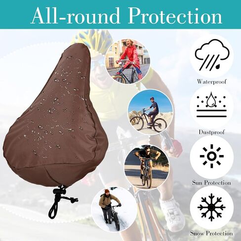 2Pcs Waterproof Bike Seat Cover Bicycle Seat Cover for Rain Bike Seats Rain Covers Cushion for Bicycles E-Bike Accessories, Black Brown in Saudi Arabia