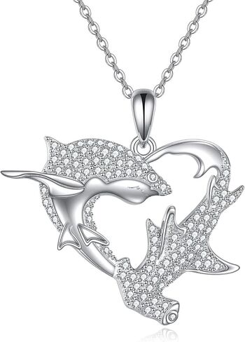 Cubic Zirconia Animal Necklace Sterling Silver Manta/Whale/Dolphin/Pendant Ocean Animal Jewelry Gifts for Women in Saudi Arabia