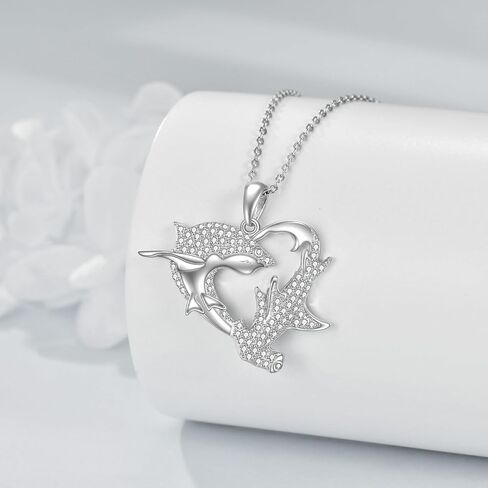 Cubic Zirconia Animal Necklace Sterling Silver Manta/Whale/Dolphin/Pendant Ocean Animal Jewelry Gifts for Women in Saudi Arabia