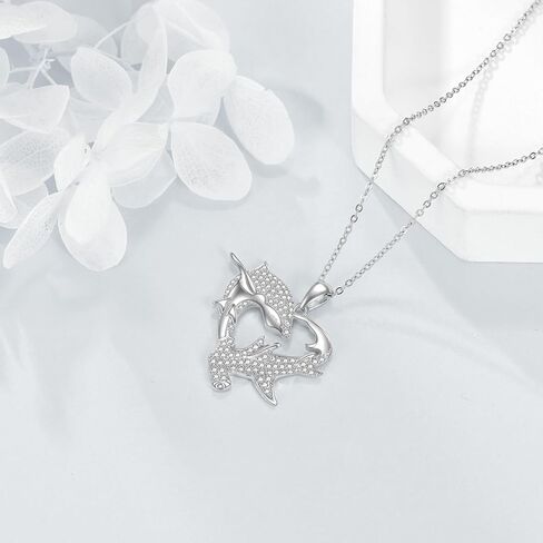 Cubic Zirconia Animal Necklace Sterling Silver Manta/Whale/Dolphin/Pendant Ocean Animal Jewelry Gifts for Women in Saudi Arabia