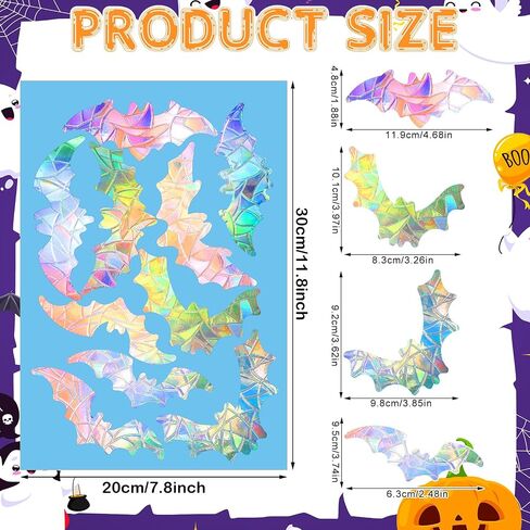 cholemy 54pcs clings Halloween Window Clings 7.87 × 11.81 بوصة قوس قزح لطيف نافذة الشروط ملصقات مضحكة لمنع الضربات المضادة للخلايا in Saudi Arabia