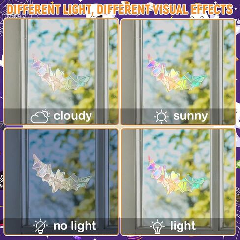 cholemy 54pcs clings Halloween Window Clings 7.87 × 11.81 بوصة قوس قزح لطيف نافذة الشروط ملصقات مضحكة لمنع الضربات المضادة للخلايا in Saudi Arabia
